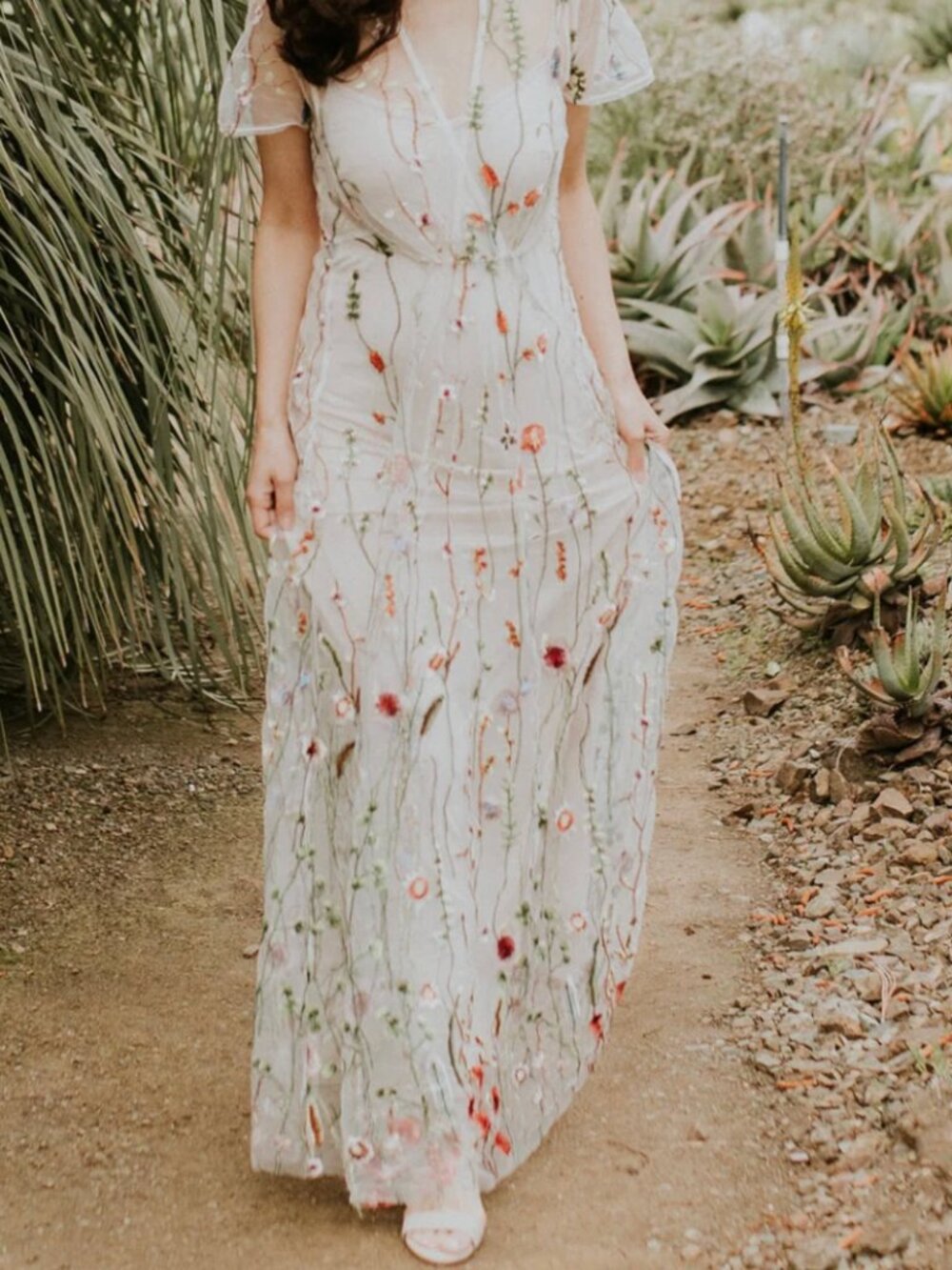 EleStory Garden Lace Dress White Floral Lace XS